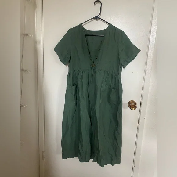 Etsy Linen Dress | Color: Green | Size: M | Caylapook's Closet Etsy Linen Dress | Color: Green | Size: M | Caylapook's Closet